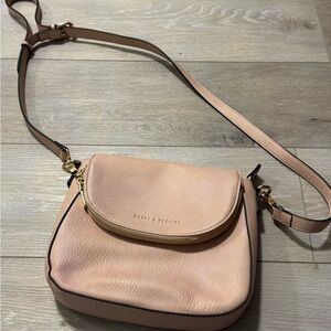 Poppy & Peonies Blush Pink Pebbled Leather Crossbody with Gold Hardware